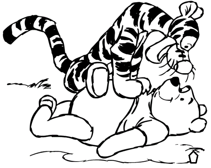 Tigger On Pooh Coloring Page Coloring Page