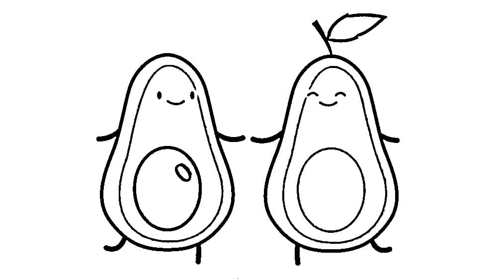 Two Halves of Avocado Coloring Page