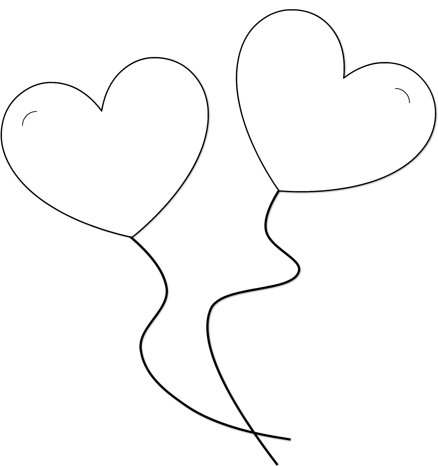 Two Heart Shaped Balloons Coloring Page