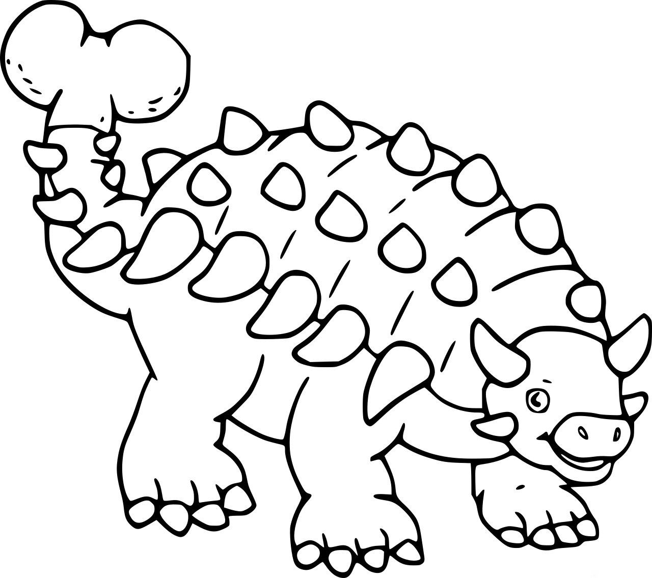Very Easy Ankylosaurid Dinosaur Coloring Page