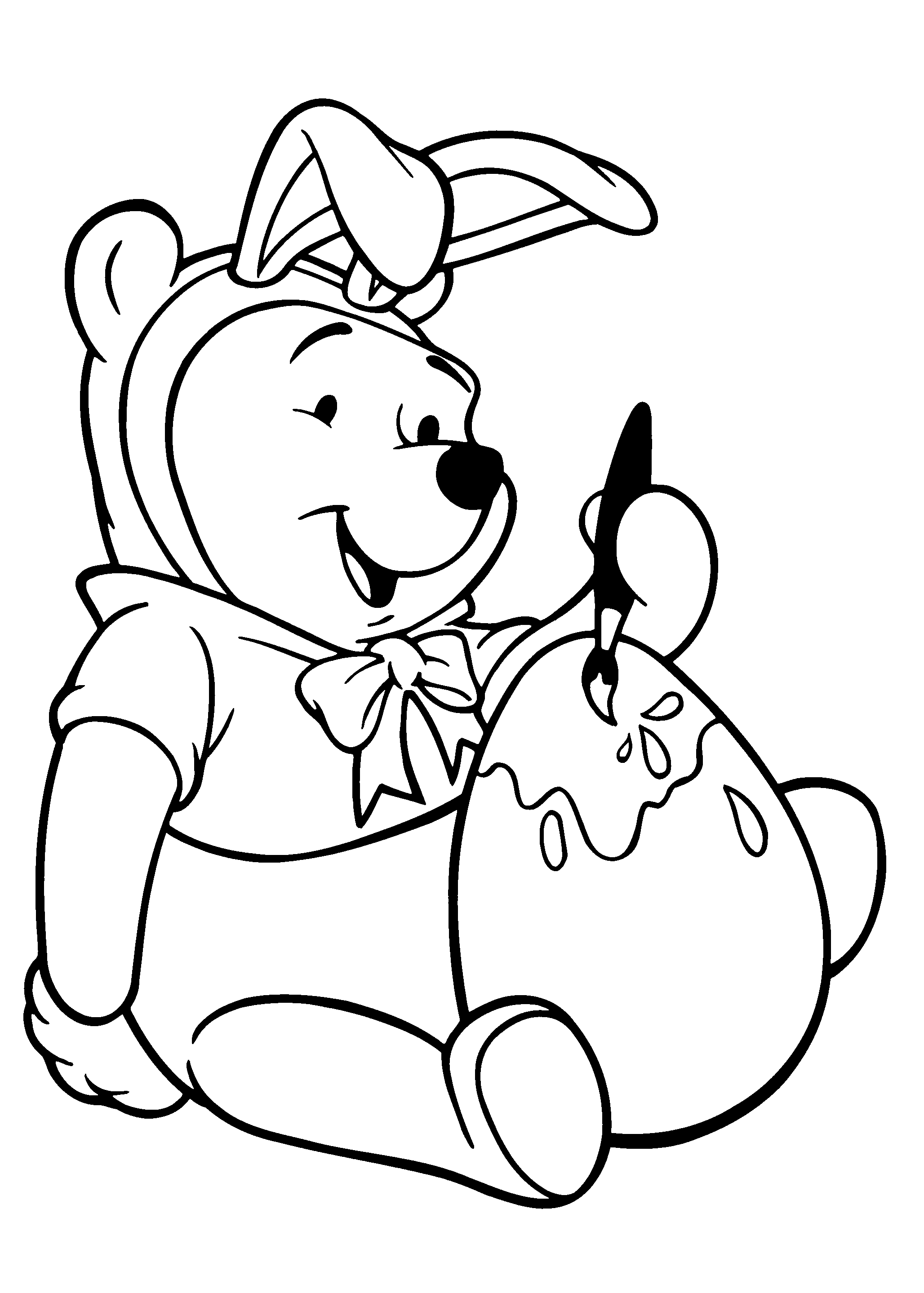 Baby Winnie The Pooh Draw On Easter Egg Coloring Page