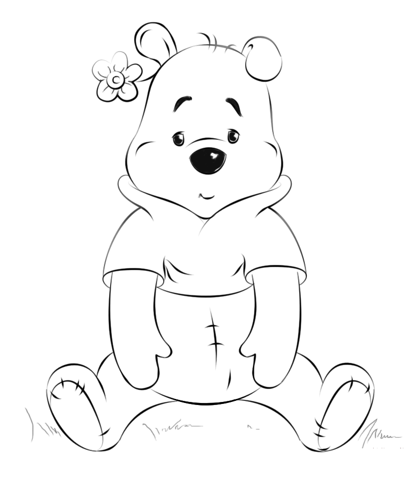 Nice Cute Baby Winnie The Pooh Coloring Page