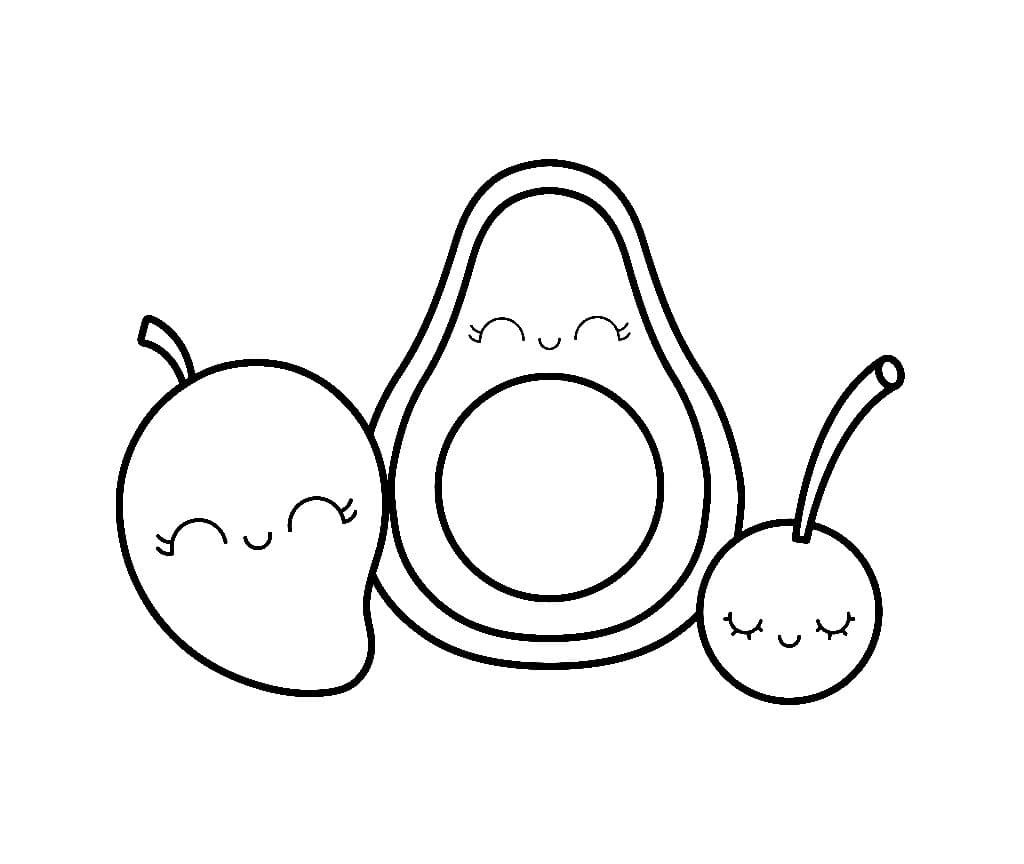 Two  Small And A Big Avocado Coloring Page