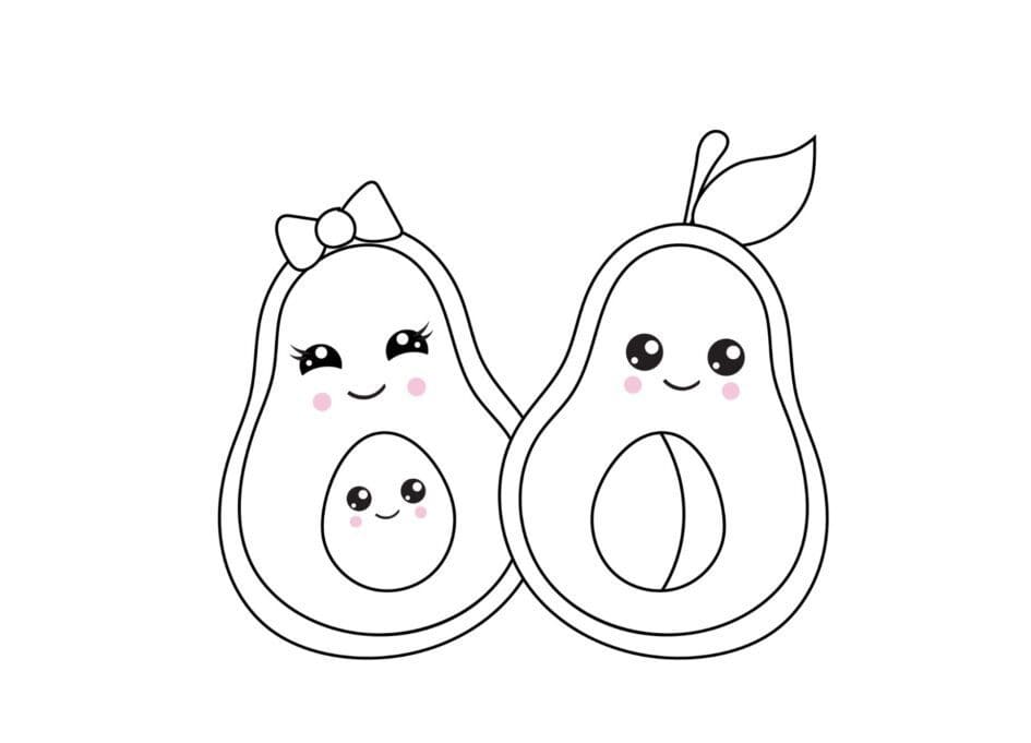 Avocado Familly Coloring Page