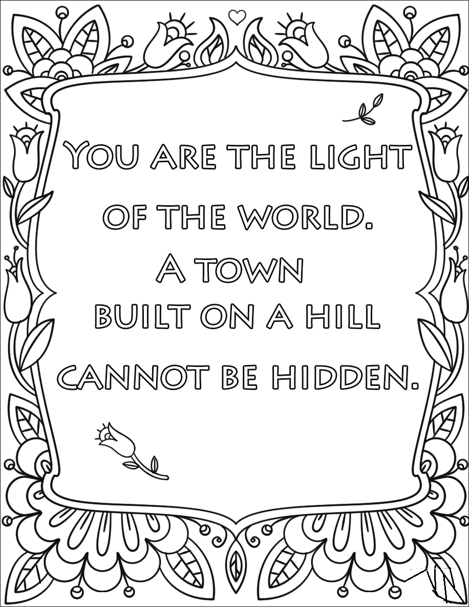 Bible Verse Light Of The World Coloring Coloring Page