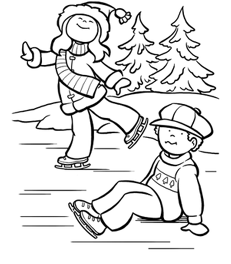 Girl Falls In Ice Skating Coloring Page