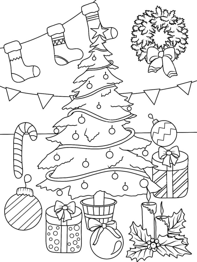 House Decorated For Christmas Coloring Page