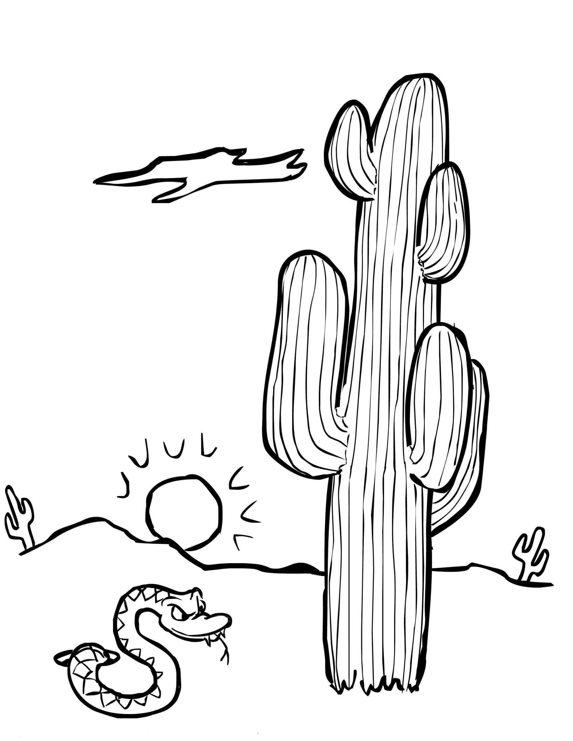 A Wild Snake Lurked Behind A Cactus