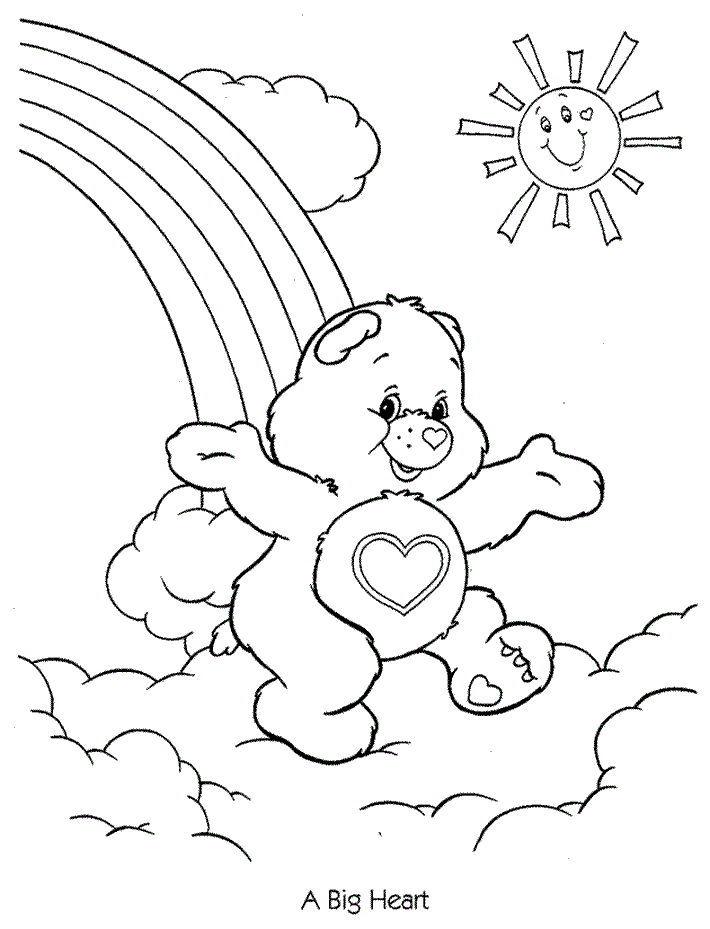 Happy Bear And Sun Coloring Page