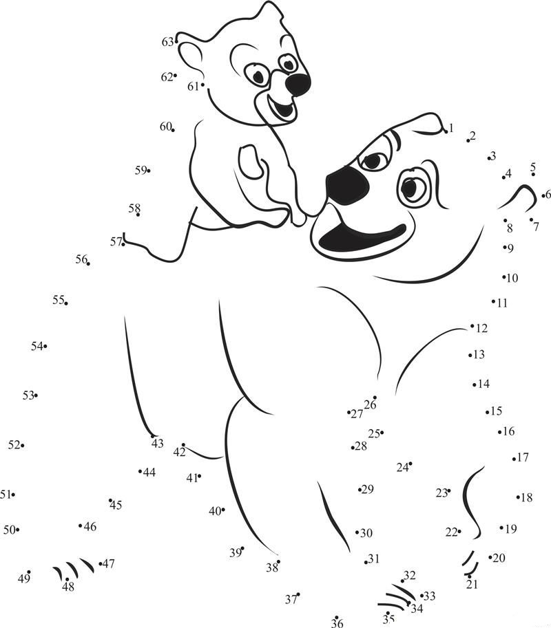 Dot To Dot Draw Brother Bear Coloring Page