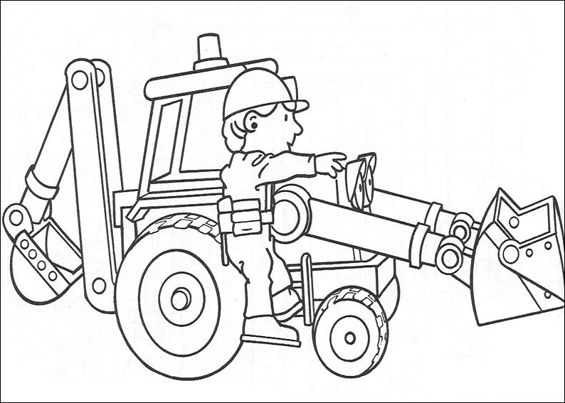 Bob The Builder Drive Excavator Coloring Page