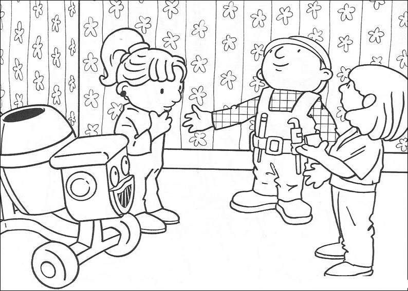 Bob The Builder Explaining Coloring Page