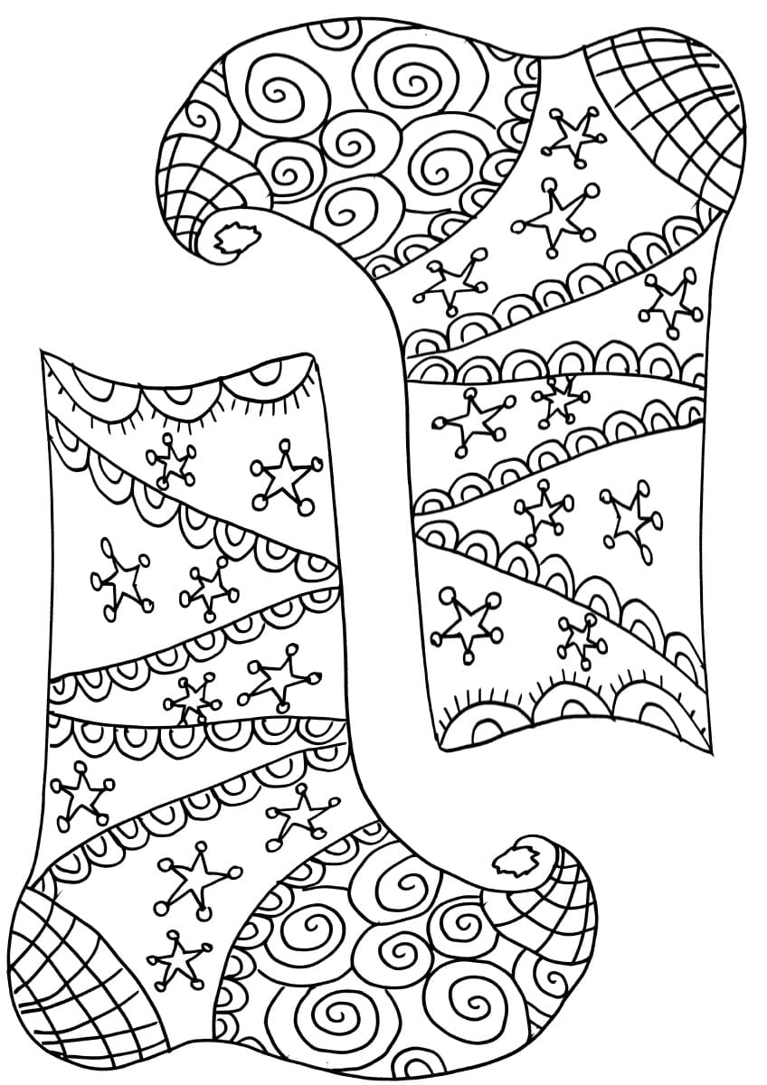 Christmas Painted Boots Coloring Page