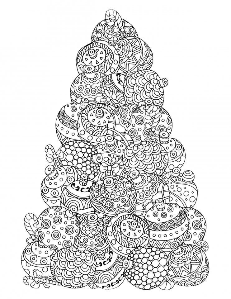 Christmas Tree Made Of Balls Coloring Page