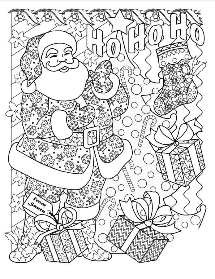 Clapping His Hands Santa Rejoices Coloring Page