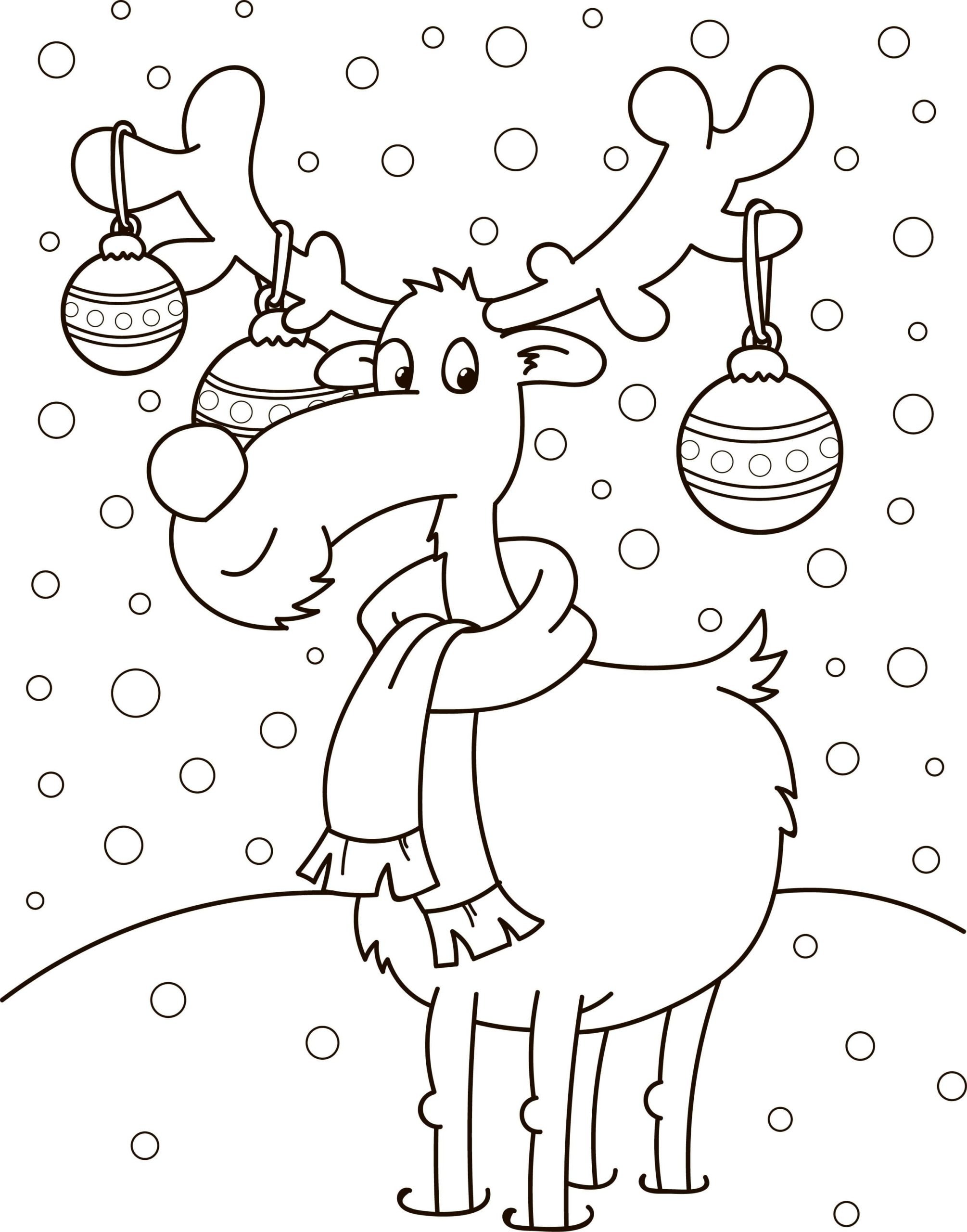 Deer With Garlands On The Horns Coloring Page