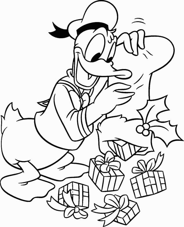 Donald Duck With Presents Coloring Page