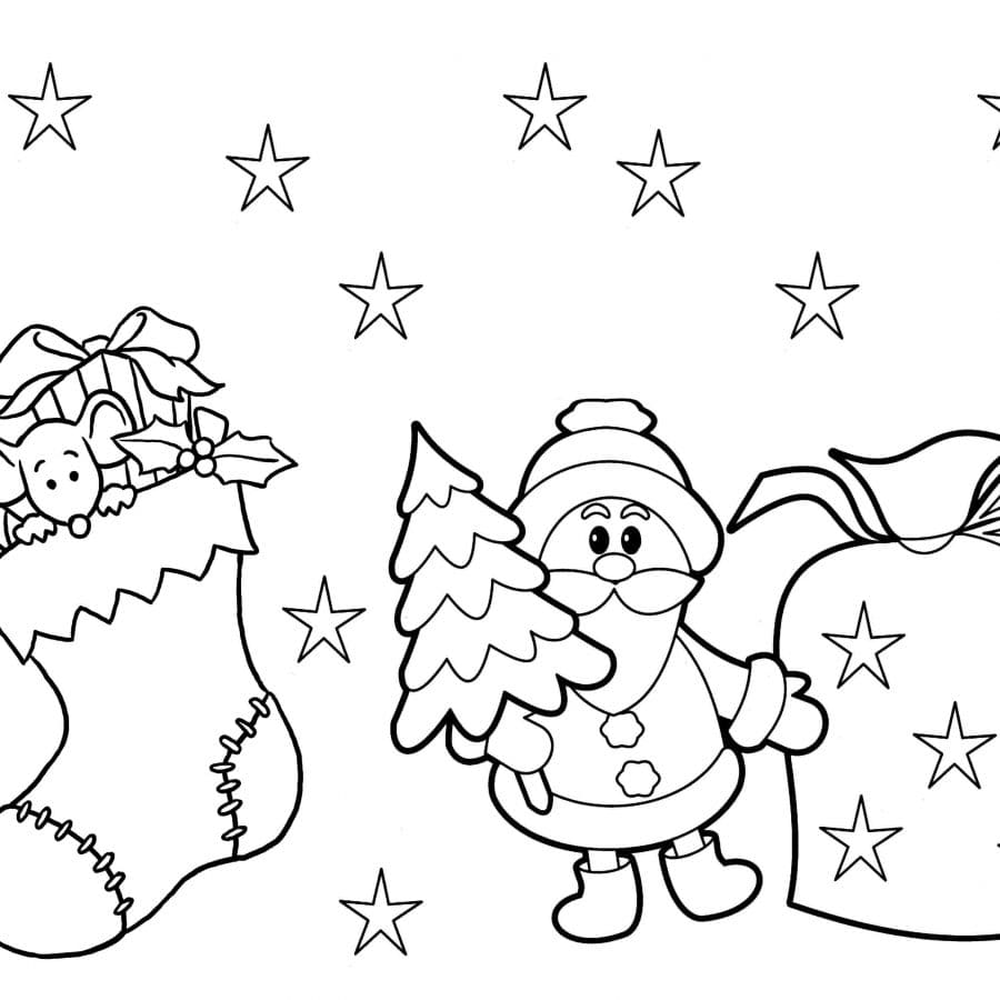 Everything Is Ready To Celebrate Christmas. Coloring Page