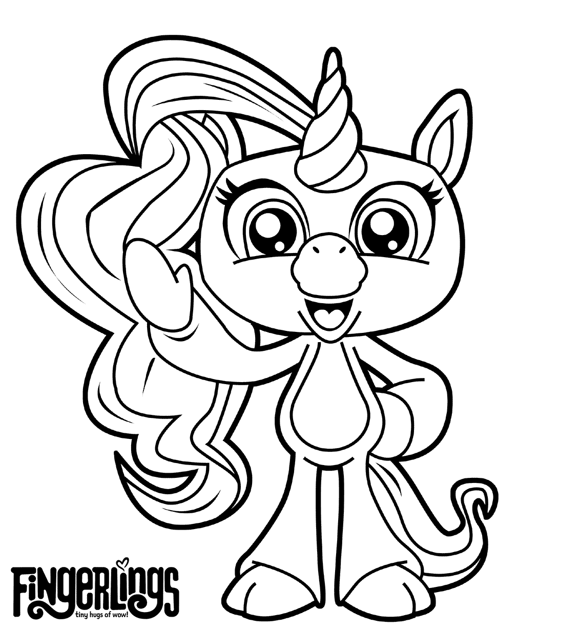 Printable Fingerlings Unicorn Coloring Page