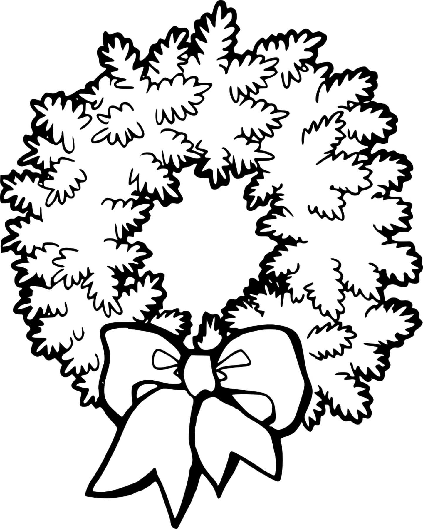 Fluffy Christmas Wreath Coloring Page