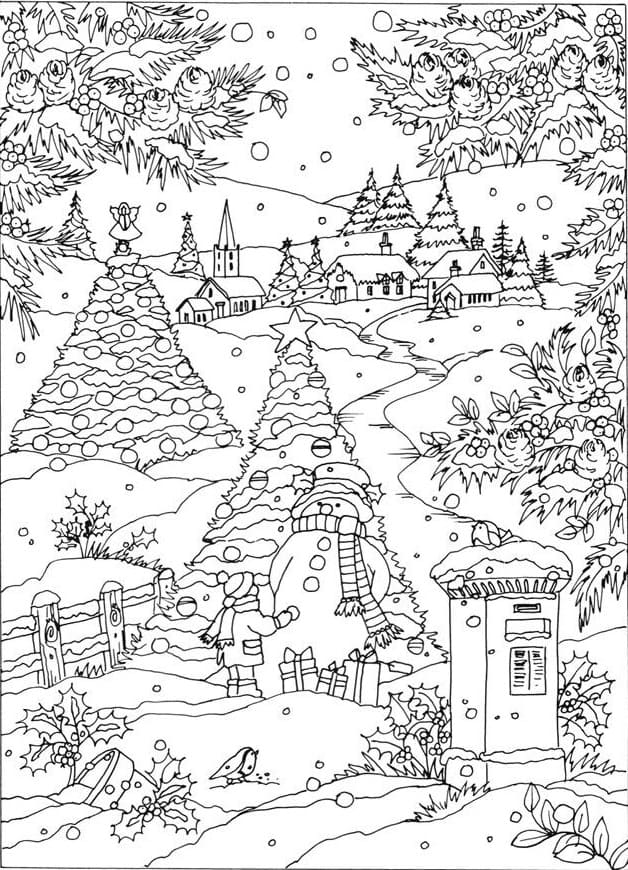 Trees Are Decorated Coloring Page