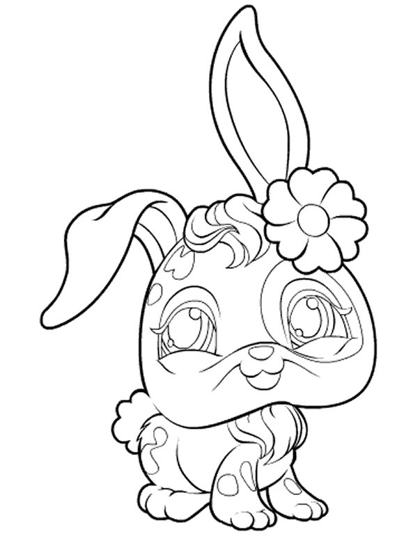 Littlest Pet Shop And Flower Coloring Page