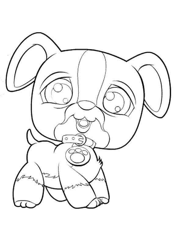 Littlest Pet Shop With Cute Dog Coloring Page