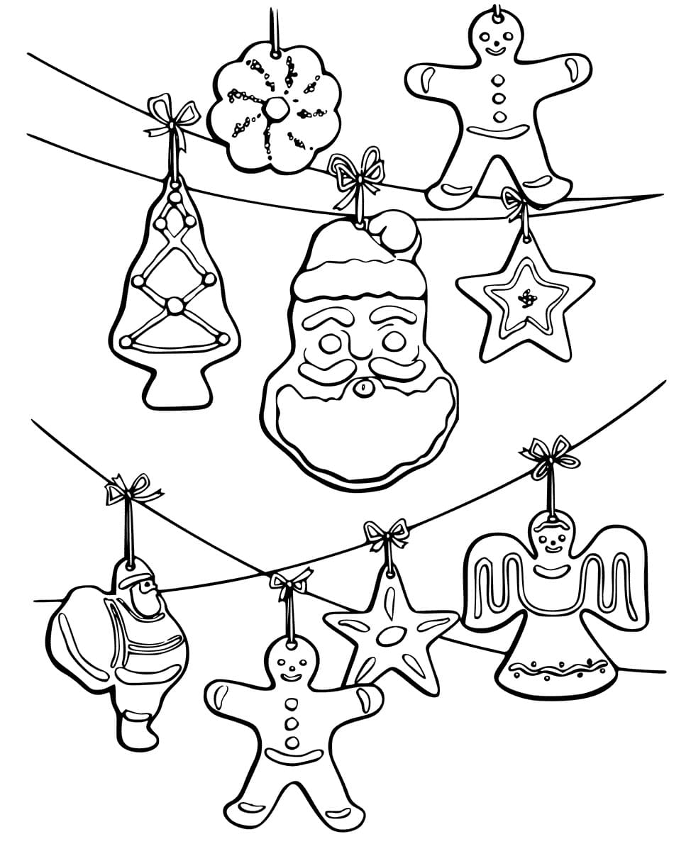 Multicolored Holiday Decorations Coloring Page