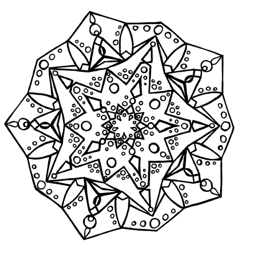 Multifaceted Snowflake Coloring Page