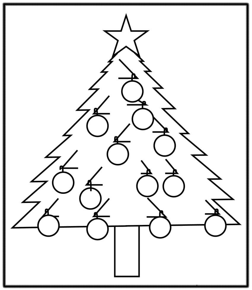 Postcard With A Christmas Tree Coloring Page