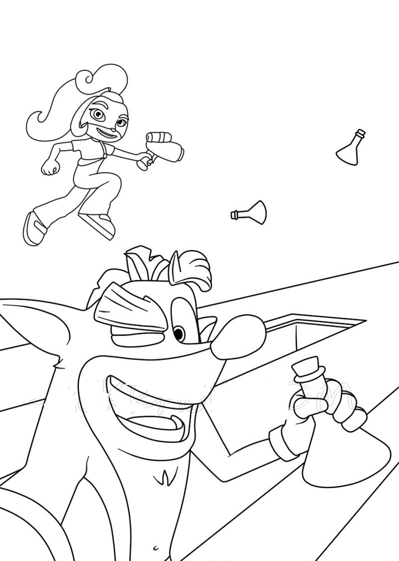 Crash Bandicoot With Dream Coloring Page
