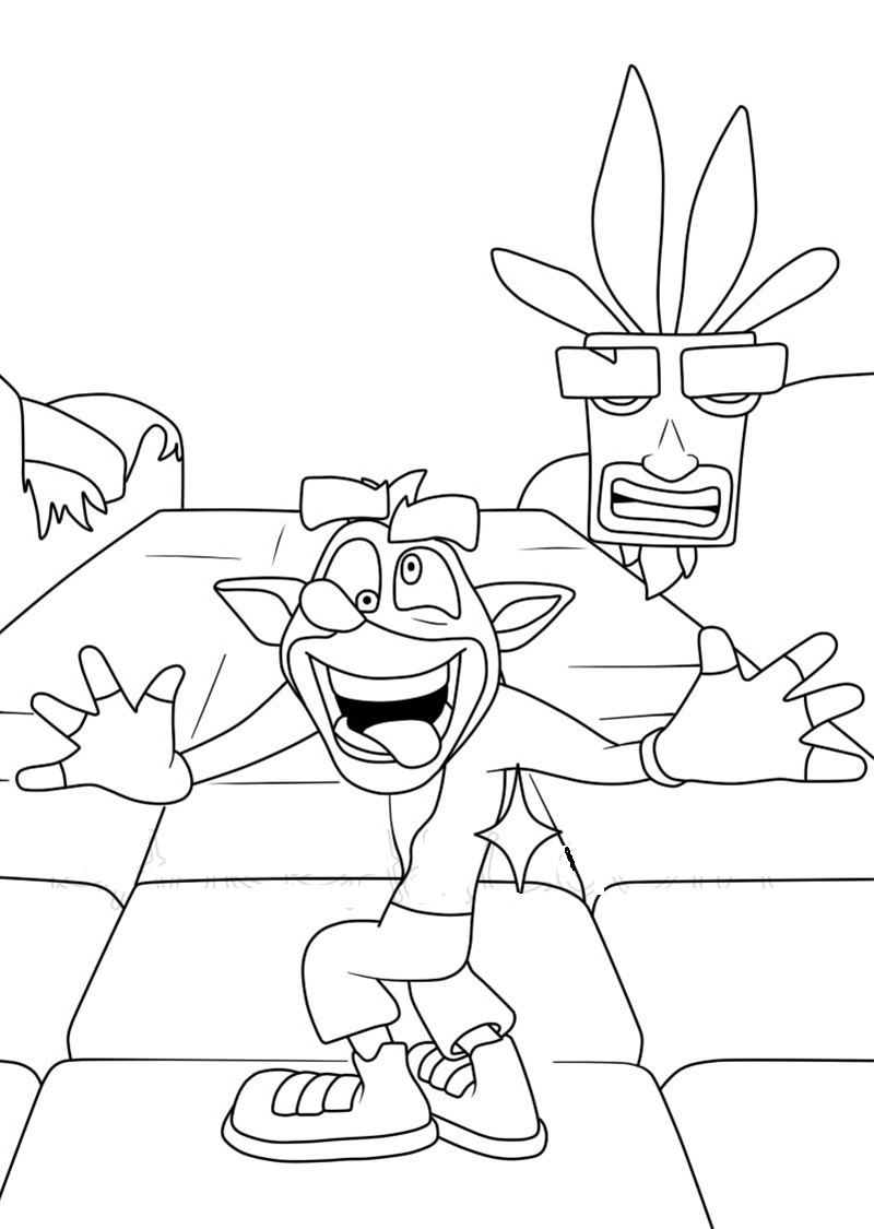 Two Crash Bandicoot Coloring Pages   Coloring Cool