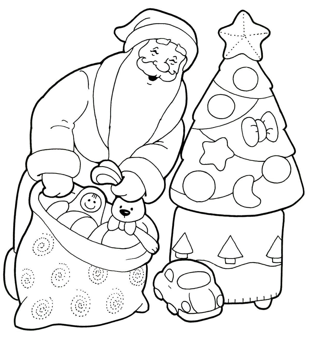 Santa Claus And Presents Coloring Page