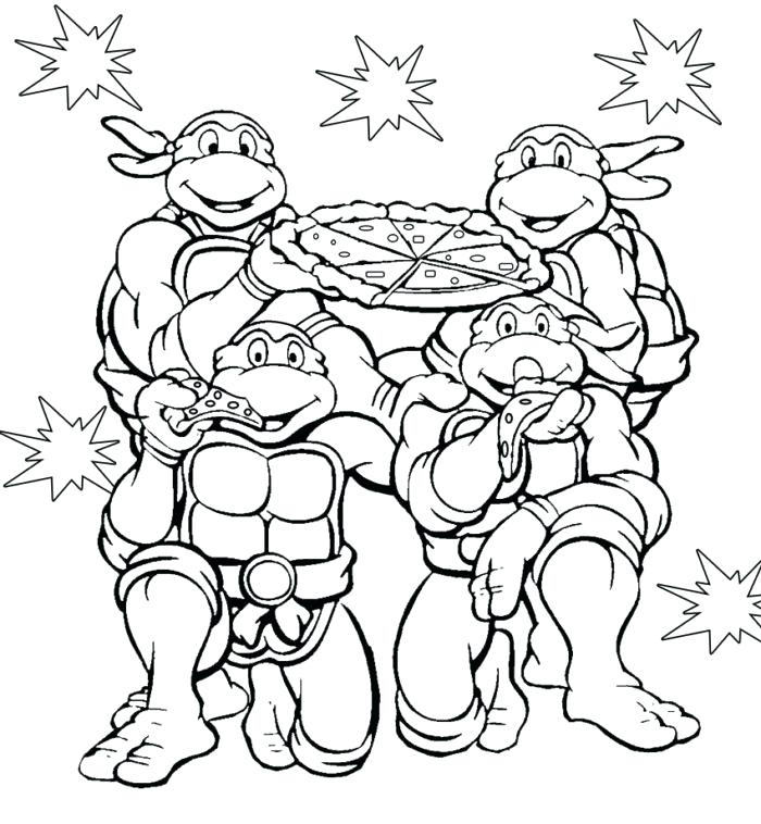 TMNT Nina Turtles Pizza Coloring Page