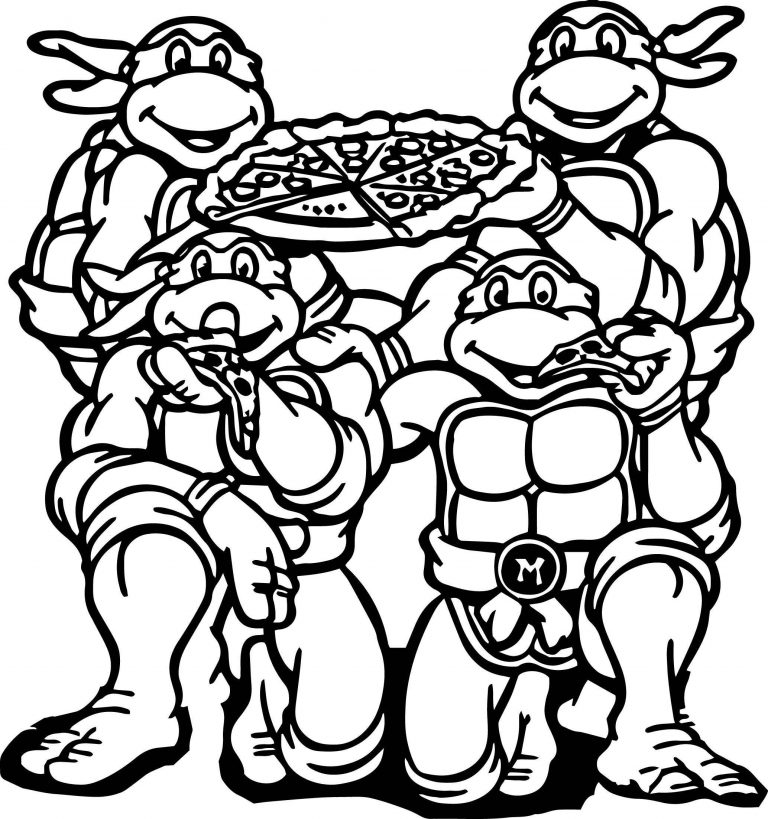 Teenage Mutant Ninja Turtles Pizza Coloring Page