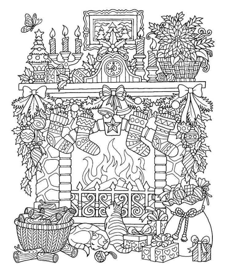 The Cats Are Warming Themselves Coloring Page
