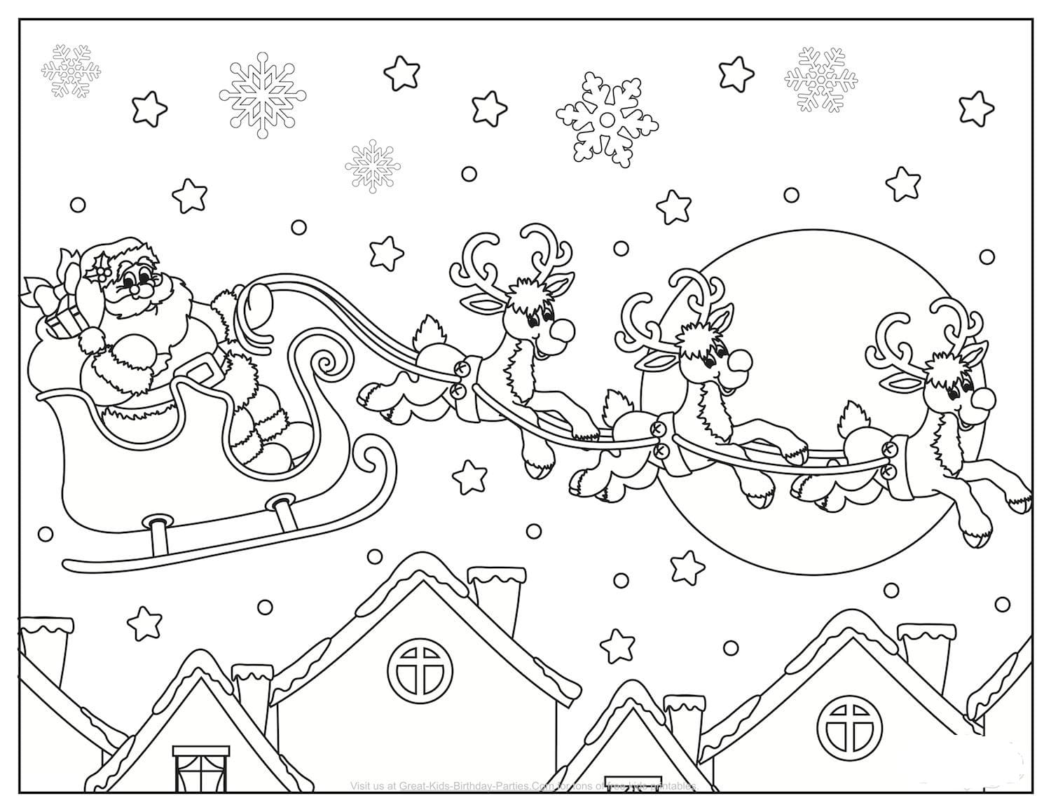 Journey Of Santa Claus Coloring Page