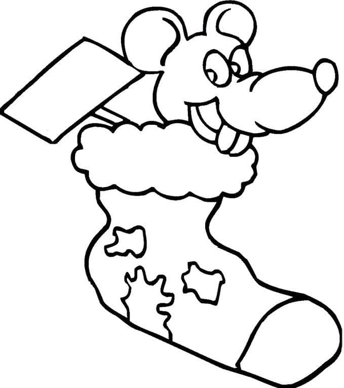 The sly mouse In Christmas Coloring Page
