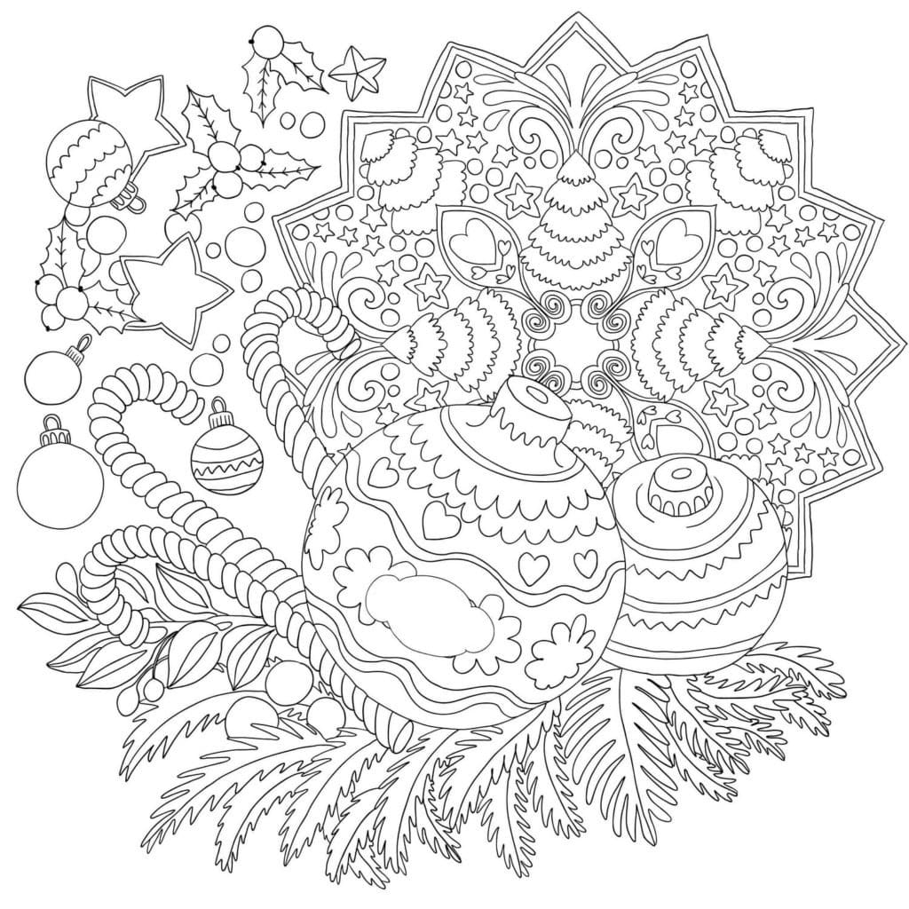 There Are Balls On Fluffy Branches Coloring Page