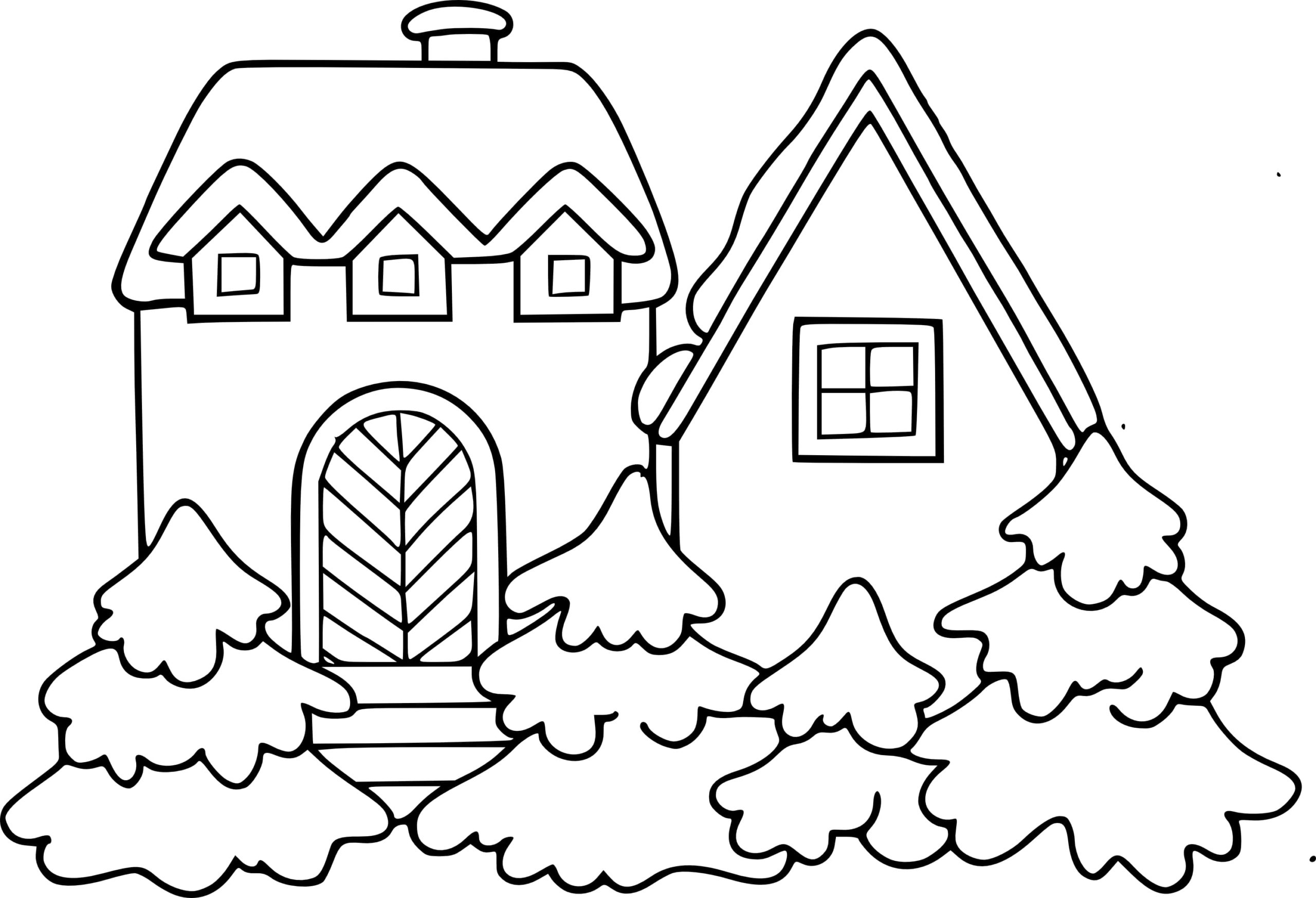 Two Different Gingerbread Houses Coloring Page