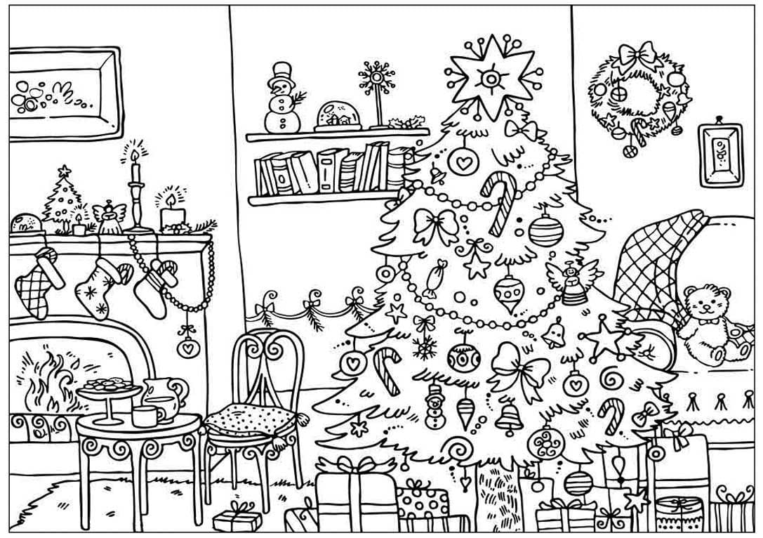 Warm And Homey Christmas Coloring Page
