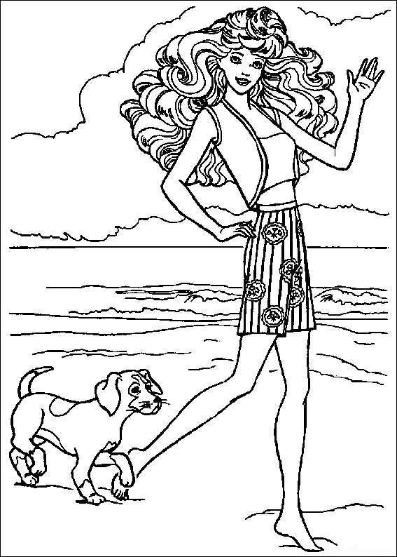 Barbie On The Beach Coloring Page