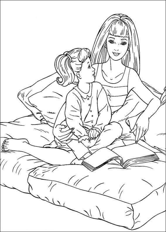 Barbie And Baby Coloring Page