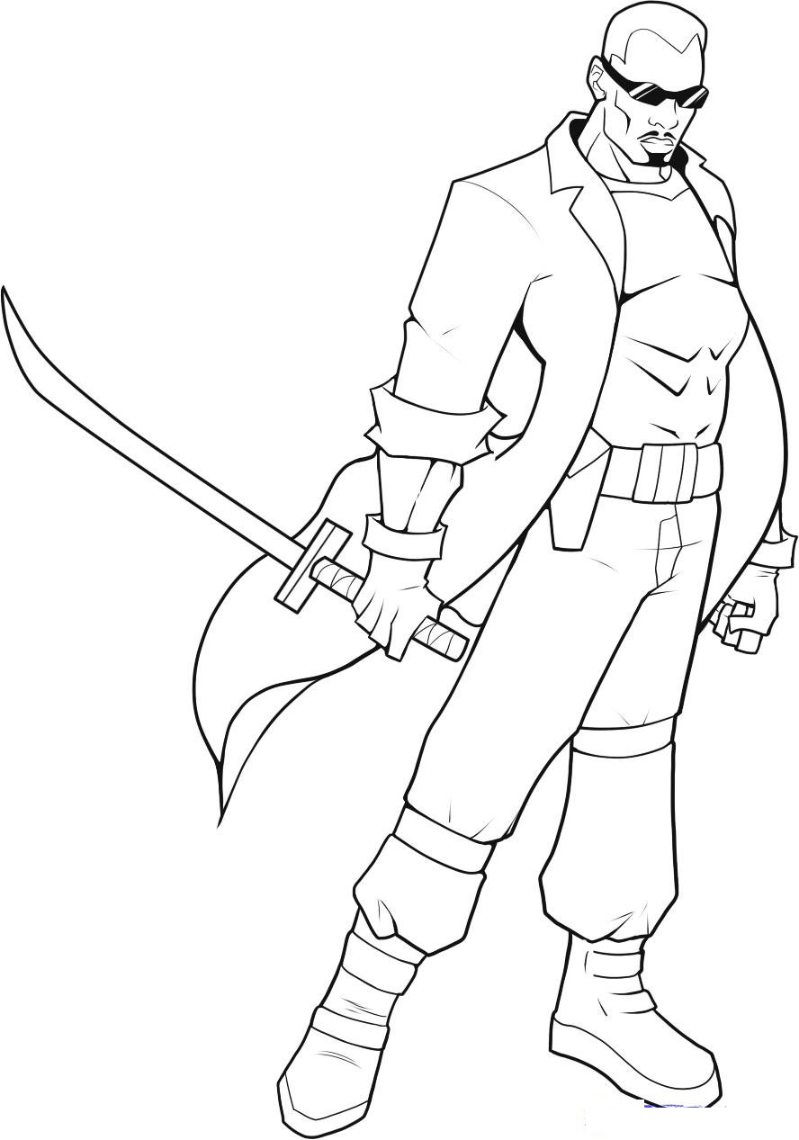 Hero With Blade Cool Coloring Page