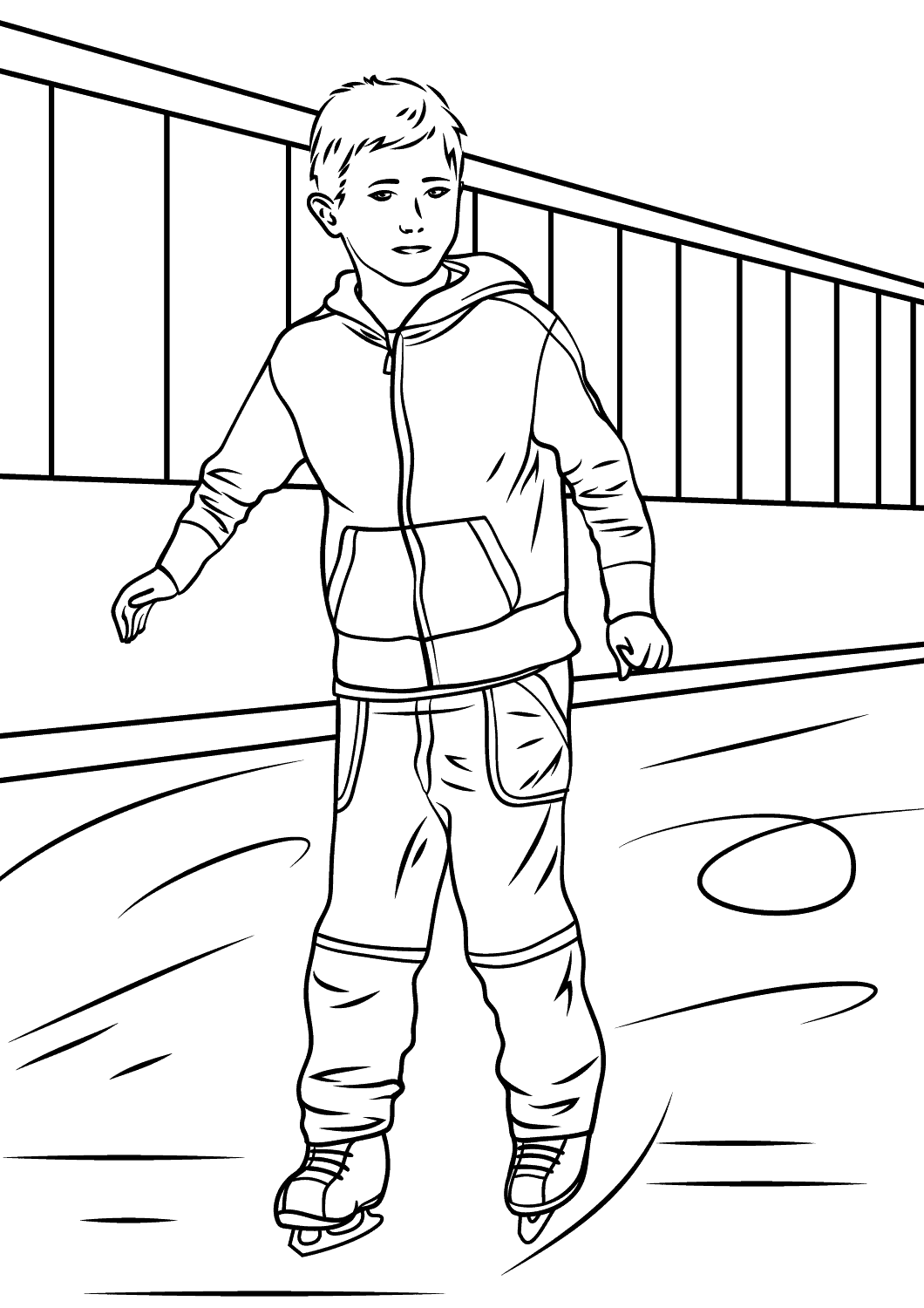 Boy Ice Skater Coloring Page