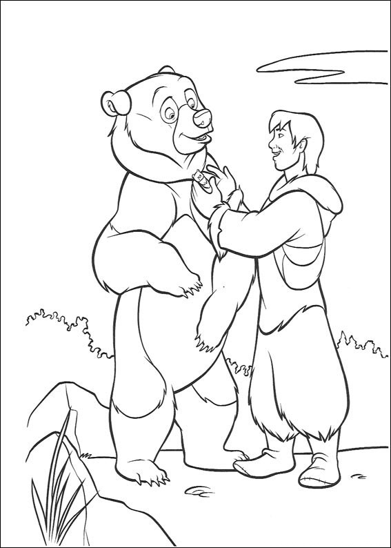 Brother Bear And Boy Coloring Page