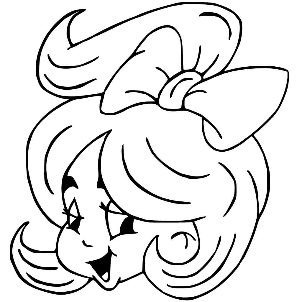 Cute Girl And Bow Coloring Page
