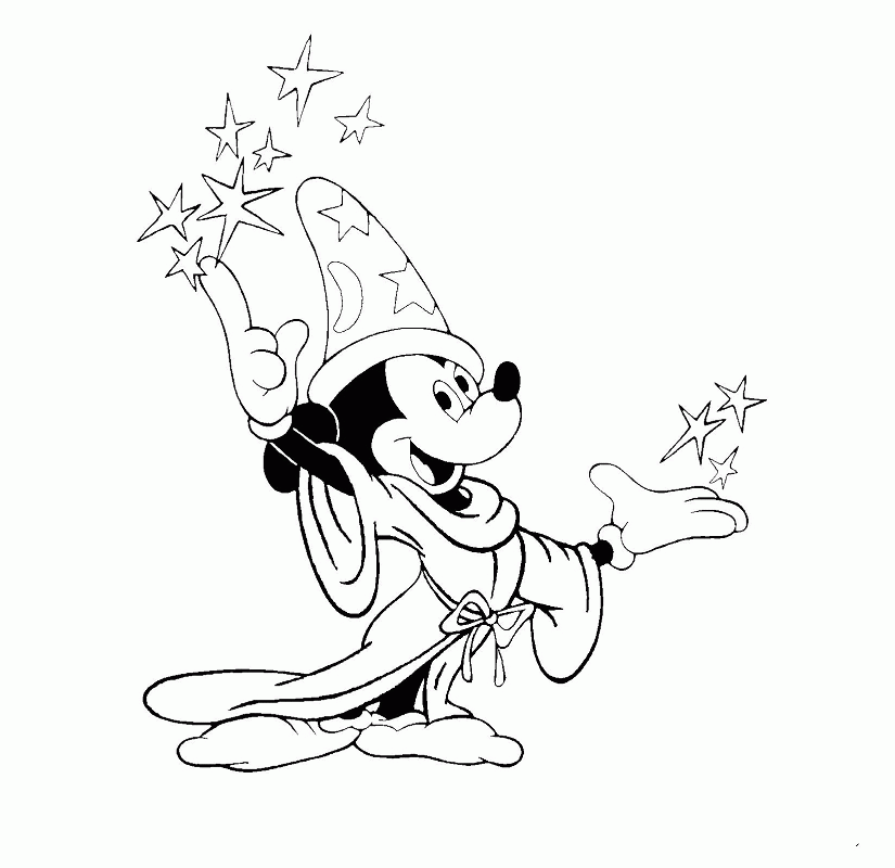 Cute Mickey Magic Coloring Page