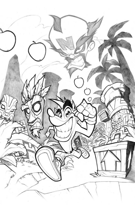 New Awesome Crash Bandicoot Coloring Page
