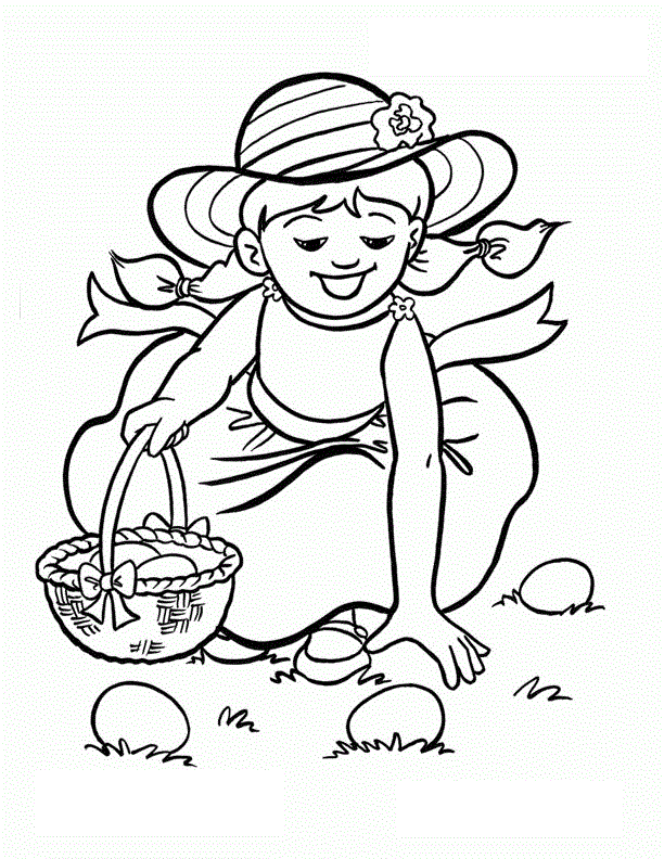 Cool A Nice Baby Girl And Easter Egg Coloring Page